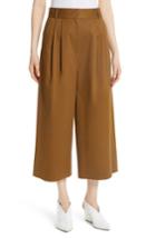 Women's Tibi Bianca Tristan Crop Wide Leg Twill Pants - Brown