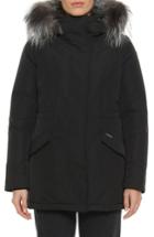 Women's Woolrich City Arctic Down Parka With Genuine Fox Fur Trim - Black