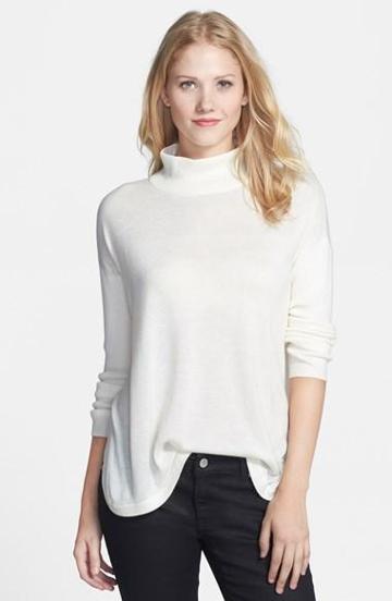 Vince Camuto Oversize Turtleneck Sweater (regular & Petite) Vanilla