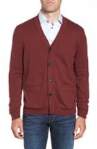 Men's Nordstrom Men's Shop V-neck Cardigan, Size - Burgundy