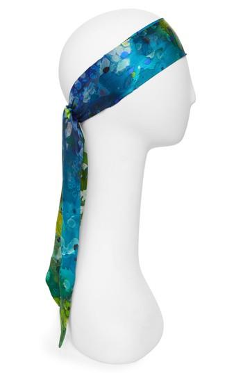 L. Erickson Silk Charmeuse Head Wrap, Size - Blue/green