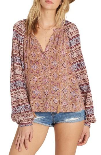 Women's Billabong Easy Breaze Print Blouse - Burgundy