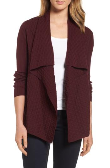 Women's Chaus Mixed Cotton Knit Cardigan - Burgundy