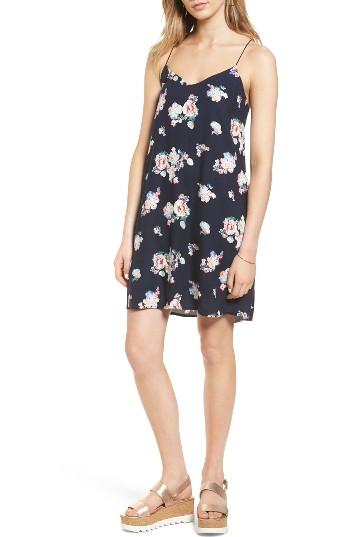 Women's Lush Floral Print Cross Back Slipdress - Blue