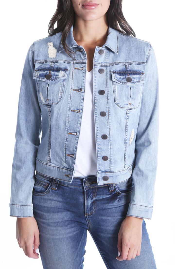 Women's Kut From The Kloth Amelia Distressed Denim Jacket