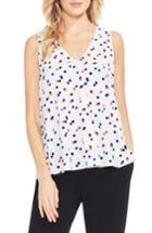Women's Vince Camuto Multi Dot V-neck Blouse - White