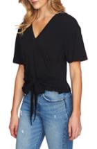 Women's 1.state Tie Front V-neck Tee, Size - Black