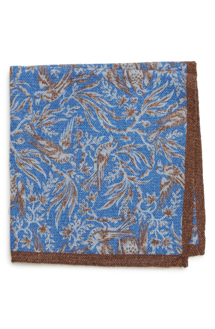 Men's Bonobos Bird Print Wool Pocket Square