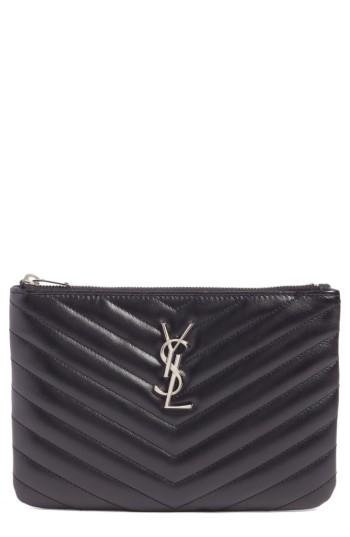 Saint Laurent Small Monogram Matelasse Leather Pouch -