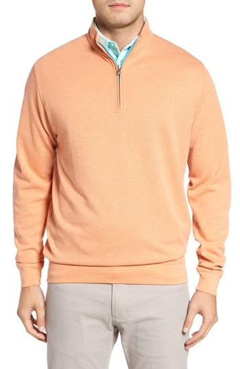 Men's Peter Millar Crown Comfort Jersey Quarter Zip Pullover - Orange