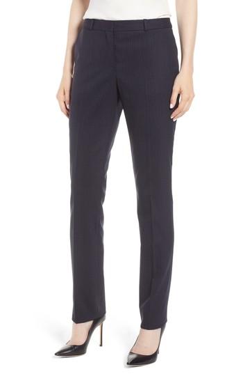 Women's Boss Titana Tonal Stripe Stretch Wool Trousers - Blue