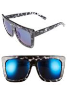 Women's Quay Australia Cafe Racer 55mm Square Sunglasses - Black Tort/ Blue