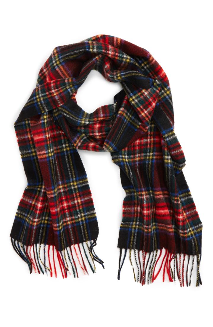 Men's Barbour New Check Lambswool & Cashmere Scarf, Size - Black