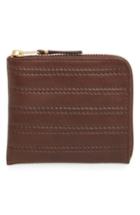 Men's Comme Des Garcons 'embossed Stitch' Leather Half Zip French Wallet - Brown