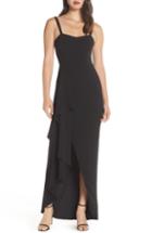 Women's Dress The Population Cora Sleeveless Waterfall Crepe Gown, Size - Black