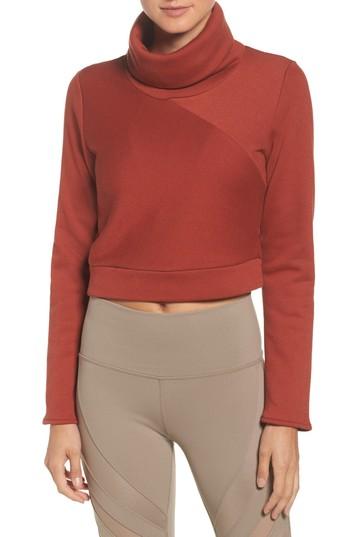 Women's Alo Soleil Funnel Neck Crop Pullover - Orange