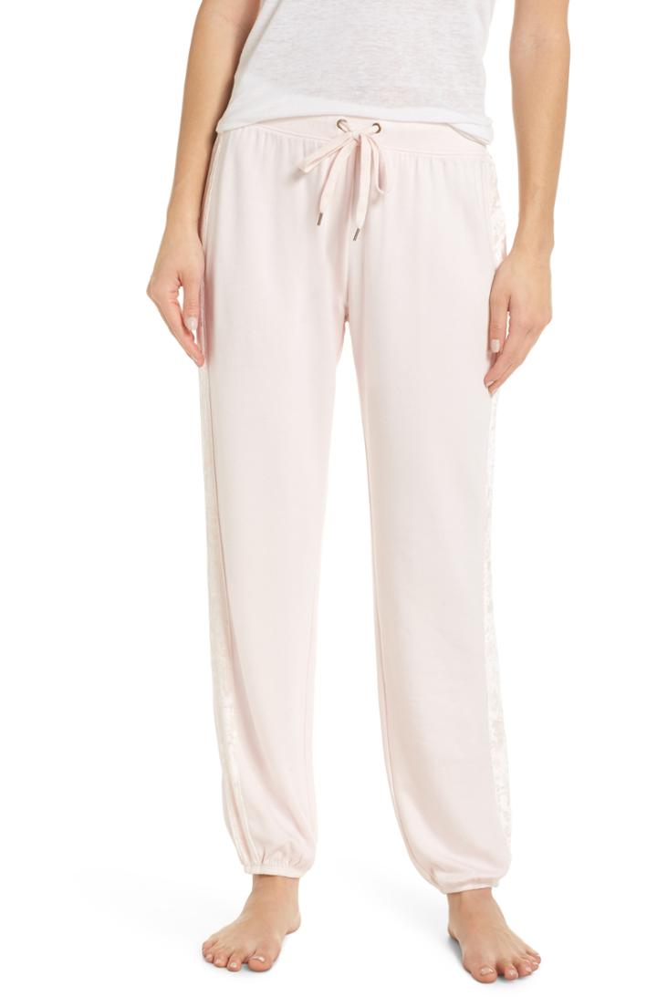 Women's Splendid Velvet Stripe Pajama Pants - Pink