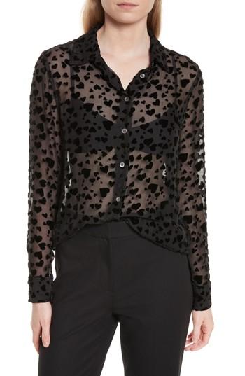 Women's Equipment Essential Velvet Burnout Shirt, Size - Black
