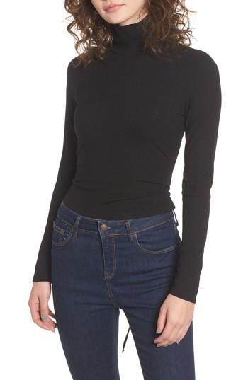Women's Afrm Mira Lace Up Turtleneck - Black
