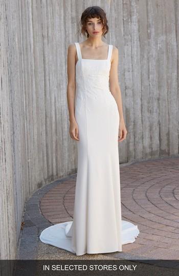 Women's Nouvelle Amsale Crosby Embroidered Gown - Ivory