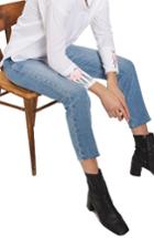 Women's Topshop Raw Hem Straight Leg Jeans X 32 - Blue
