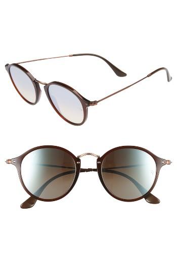 Women's Ray-ban 49mm Round Sunglasses - Transparent Brown