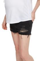 Women's Topshop Ripped Maternity Shorts Us (fits Like 0-2) - Black