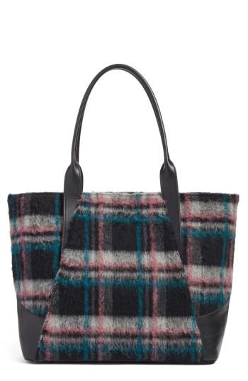 Treasure & Bond Ashton Plaid Wool & Leather Tote - Green