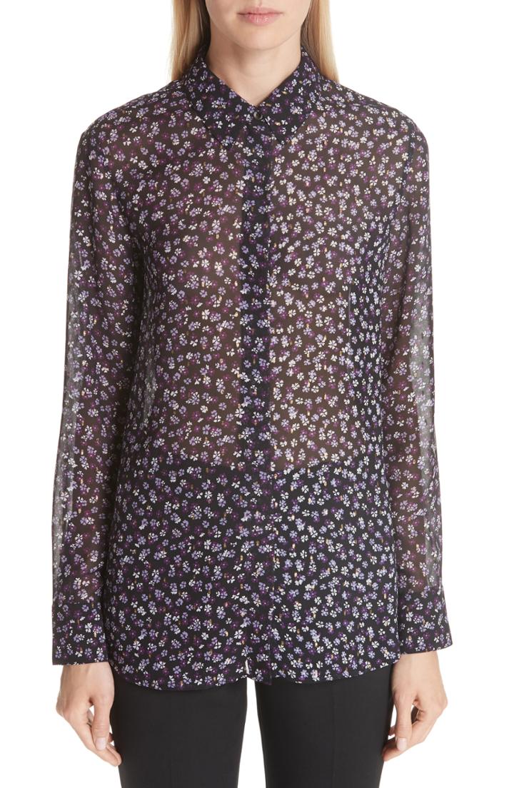 Women's Altuzarra Floral Print Silk Blend Blouse Us / 44 Fr - Purple