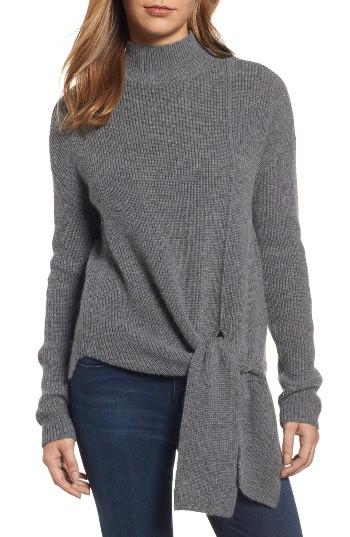 Women's Halogen Tie Hem Sweater, Size - Grey