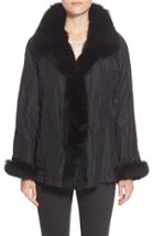 Women's George Simonton Reversible Silk & Genuine Fox Fur Topper