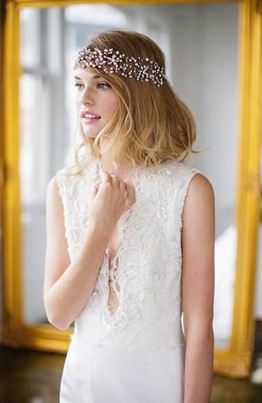 Brides & Hairpins 'thalia' Pearl & Jeweled Head Band, Size - Grey