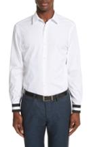 Men's Burberry Reynold Aboyd Slim Fit Contrast Trim Sport Shirt, Size - White