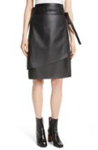 Women's Acne Studios Lakos Asymmetrical Leather Wrap Skirt Us / 36 Eu - Black