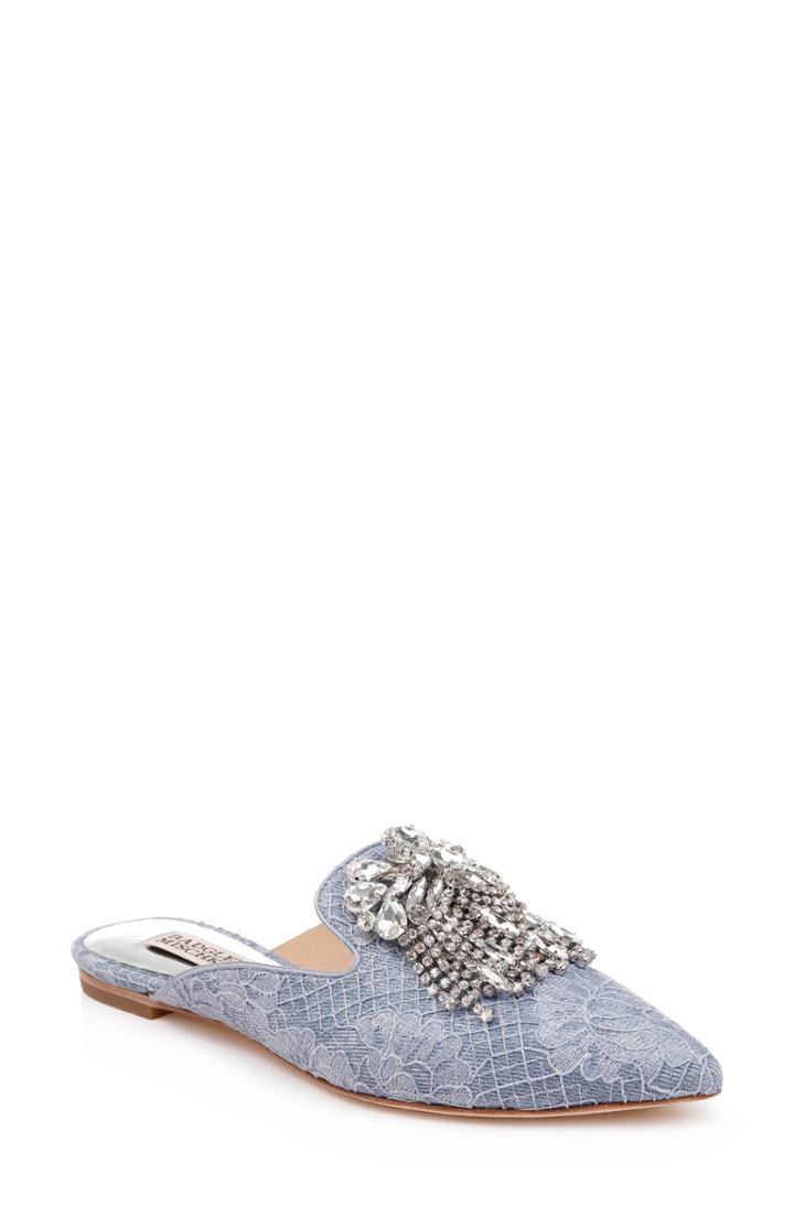 Women's Badgley Mischka Farley Embellished Mule .5 M - Blue