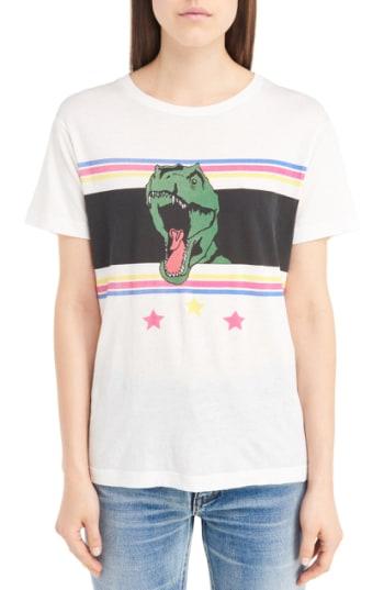 Women's Saint Laurent T-rex Graphic Cotton Tee - Ivory