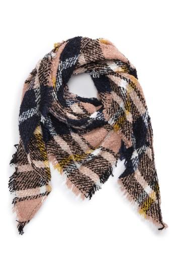 Women's Bp. Boucle Plaid Triangle Scarf, Size - Pink