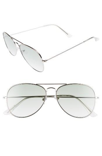 Women's Circus By Sam Edelman 56mm Aviator Sunglasses - Silver/ Green Lens