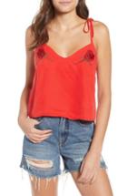 Women's Obey Magdelena Embroidered Tie Strap Tank Top - Red