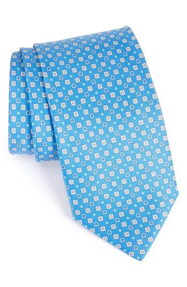 Men's Salvatore Ferragamo Geometric Silk Tie, Size - Blue