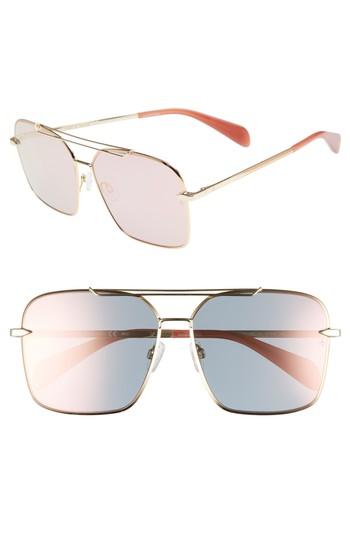 Women's Rag & Bone 61mm Gradient Metal Aviator - Rose Gold