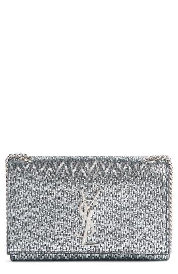 Saint Laurent Small Kate Metallic Leather Chain Crossbody Bag - Black
