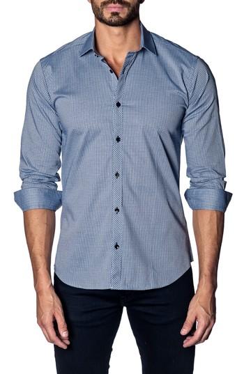 Men's Jared Lang Slim Fit Grid Sport Shirt - Black
