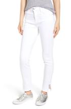 Women's Current/elliott Stiletto High Waist Frayed Split Hem Skinny Jeans - White