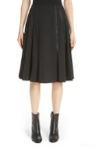 Women's Noir Kei Ninomiya Pleated Faux Leather Trim Skirt - Black