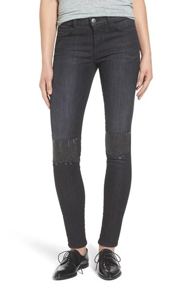 Women's Current/elliott The Stiletto Studded Patch Skinny Jeans