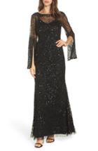 Women's Adrianna Papell Sequin Beaded Split Cuff Gown - Black