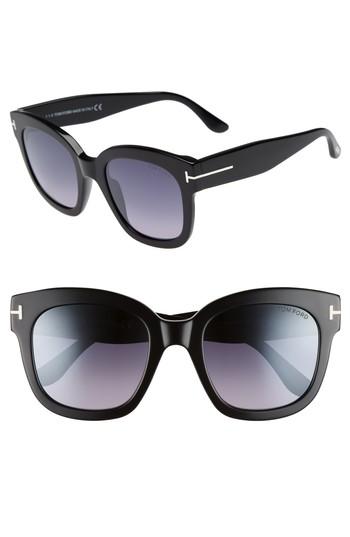 Women's Tom Ford Beatrix 52mm Sunglasses - Shiny Black/ Smoke Mirror