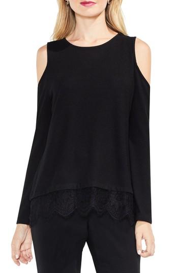 Women's Vince Camuto Lace Detail Cold Shoulder Top - Black