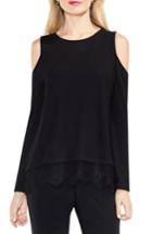 Women's Vince Camuto Lace Detail Cold Shoulder Top - Black